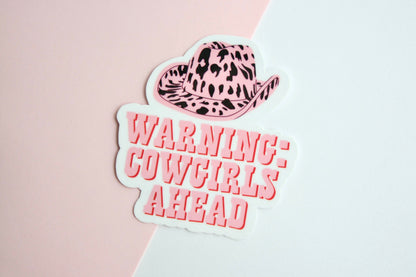 Warning Cowgirls Ahead sticker, cowgirl hat – view 2