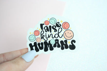Raise Kind Humans sticker, happy face – view 3