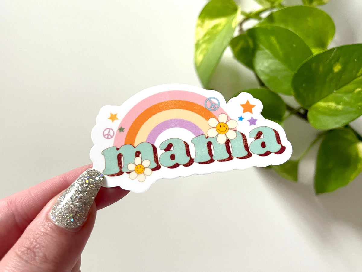 Retro Rainbow Mama sticker