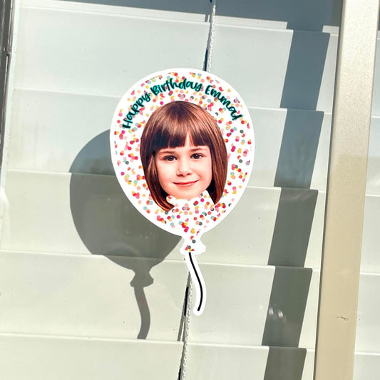 Personalized Birthday Balloon window decal, kids birthday sign