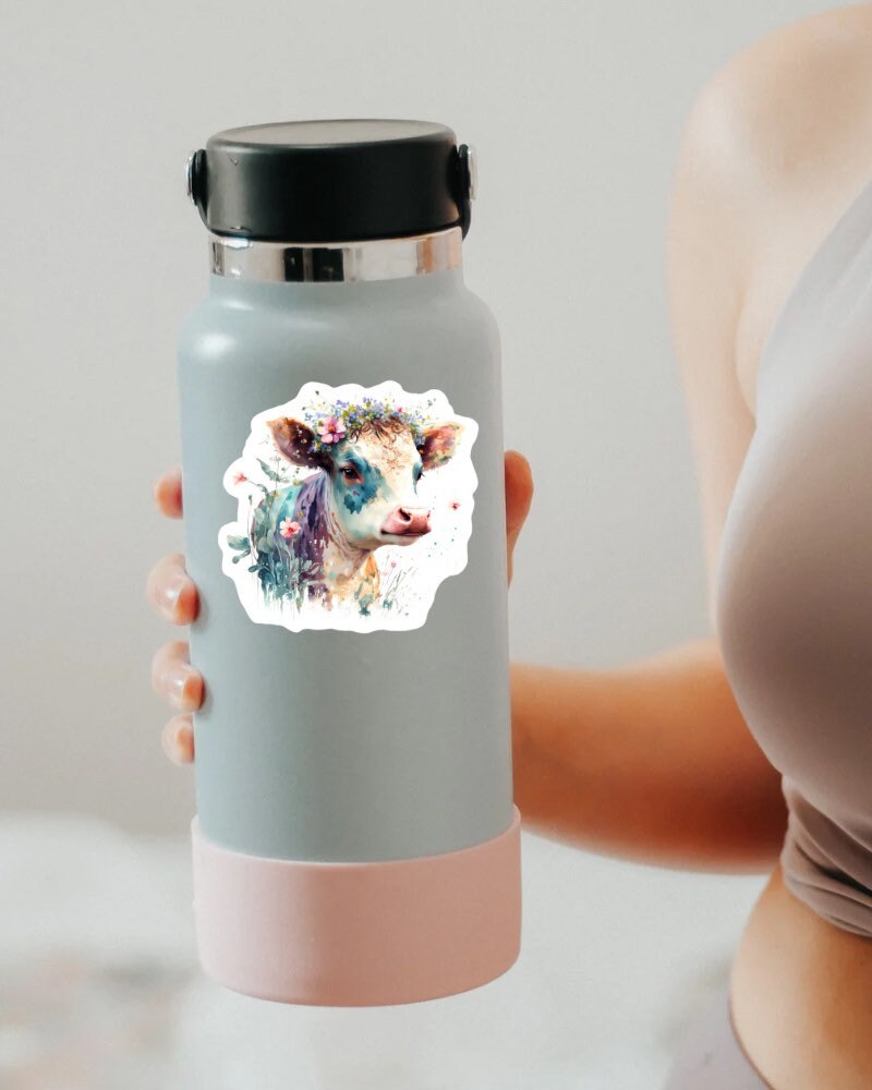 Floral Cow sticker, farm life – view 2