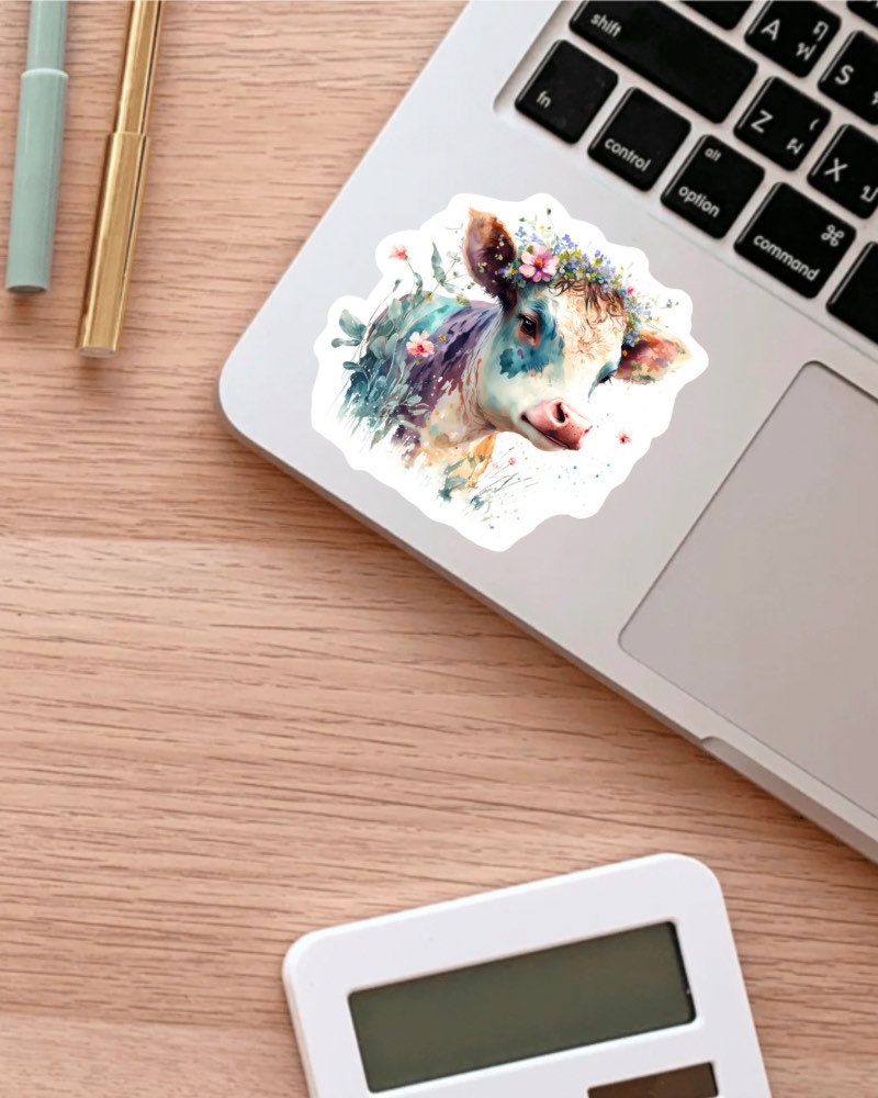 Floral Cow sticker, farm life – view 3