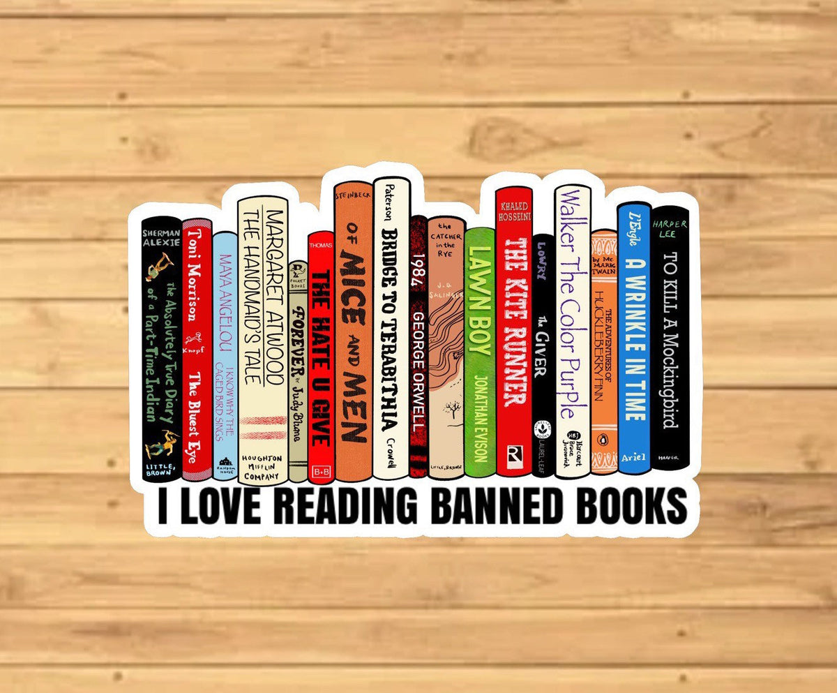 I Love Reading Banned Books Sticker die-cut vinyl sticker