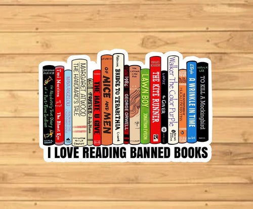 I Love Reading Banned Books Sticker die-cut vinyl sticker