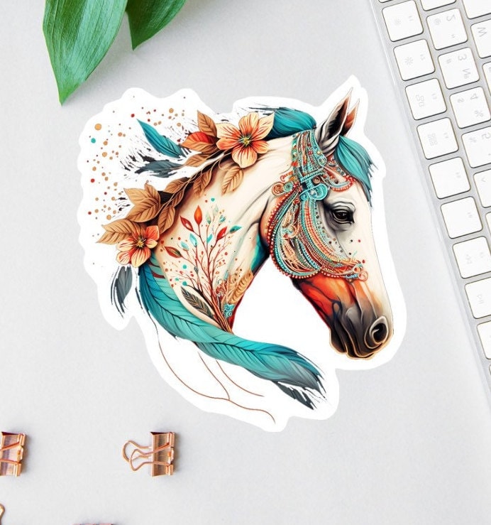 Floral Horse sticker, horse mom