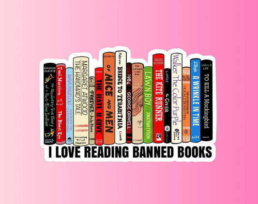 I Love Reading Banned Books Sticker die-cut vinyl sticker