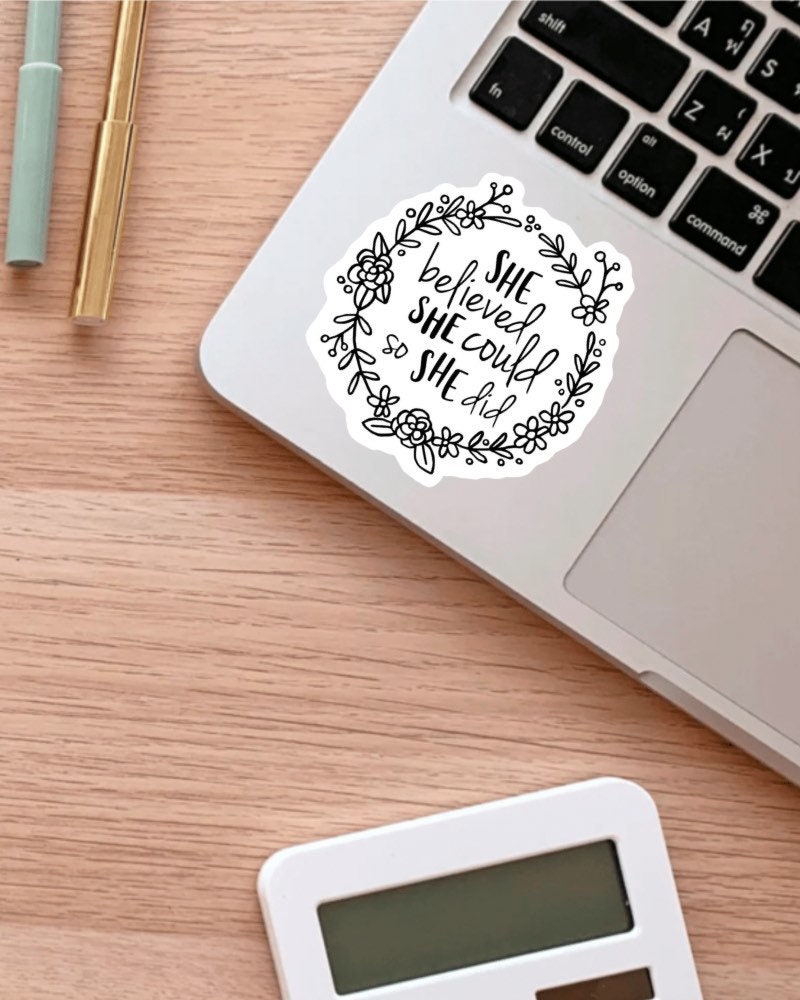 She Believed She Could sticker, warrior quote – view 3