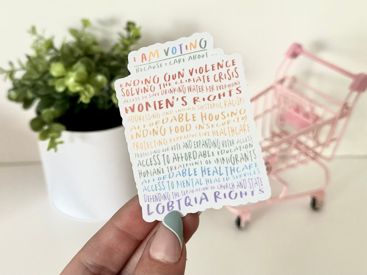 I Am Voting Because I Care About… sticker, human rights – view 2