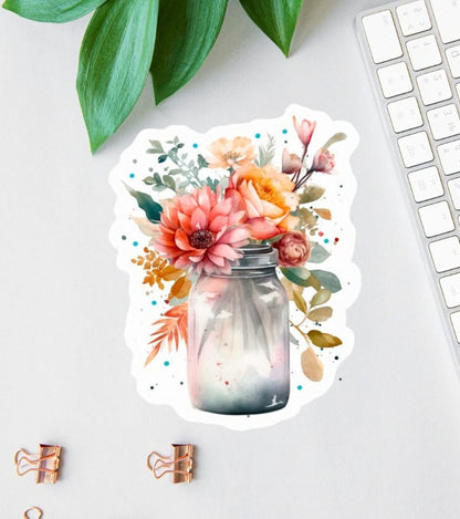 Flower Mason Jar sticker