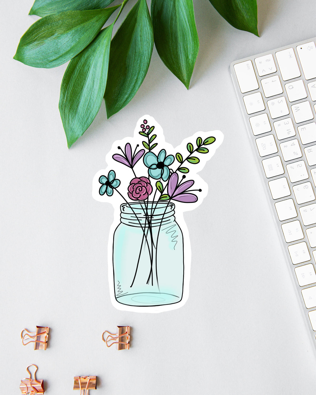 Flower Mason Jar sticker