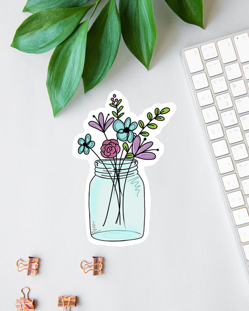 Flower Mason Jar sticker