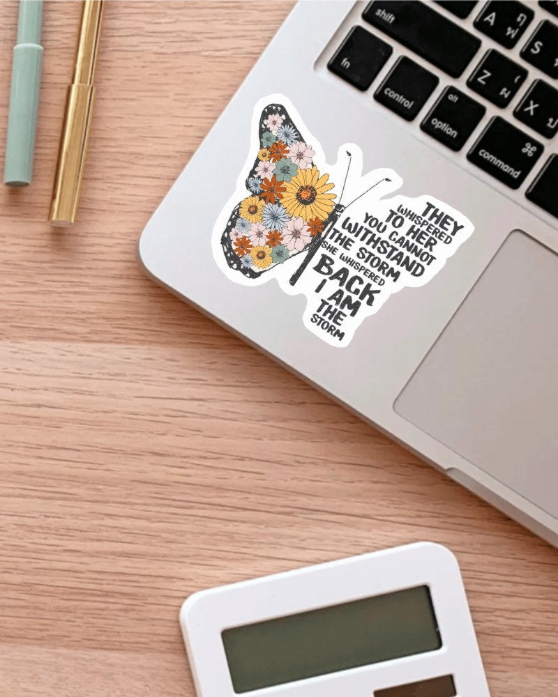 I Am the Storm sticker, warrior quote – view 3