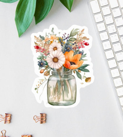 Flower Mason Jar sticker