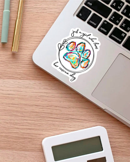 Just a Girl Who Loves Her Rescue Dog sticker – view 3
