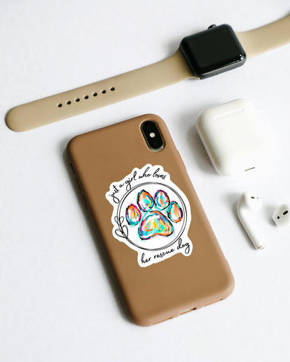 Just a Girl Who Loves Her Rescue Dog sticker – view 4