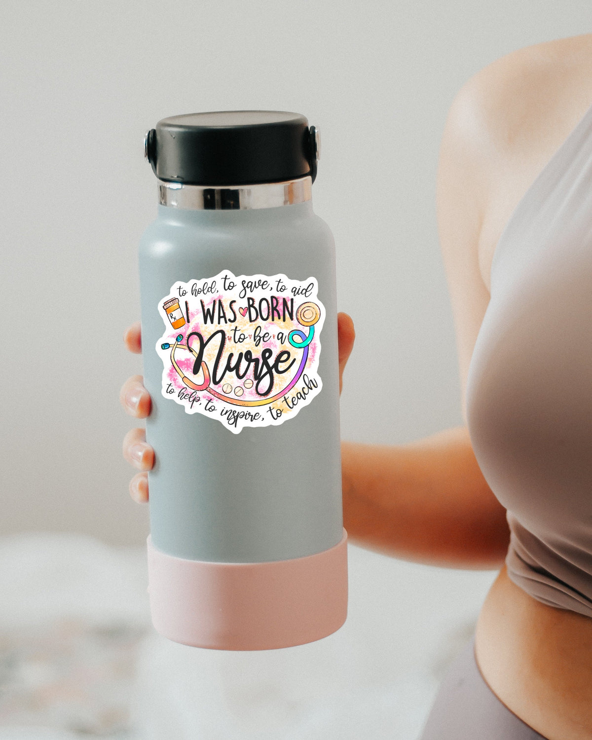 I Was Born to Be a Nurse sticker, strong women – view 2
