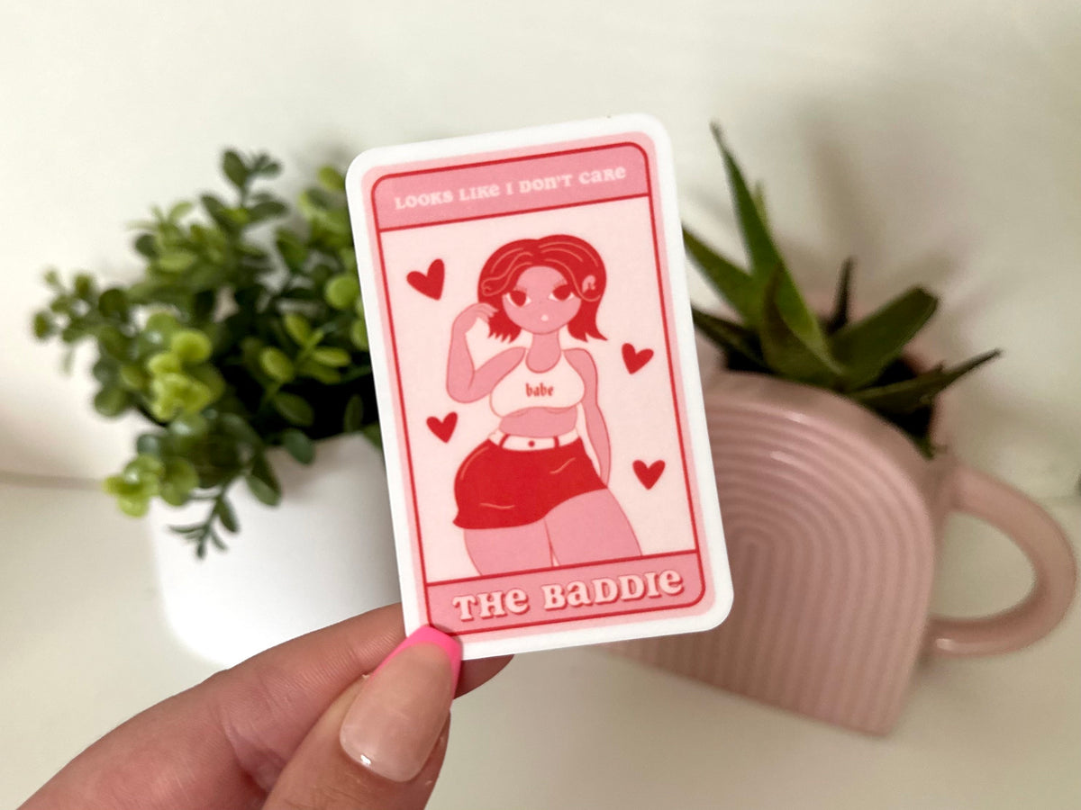 The Baddie ‘Looks Like I Don’t Care’ Tarot Card sticker