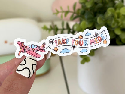 Take Your Meds Airplane sticker, mental health matters