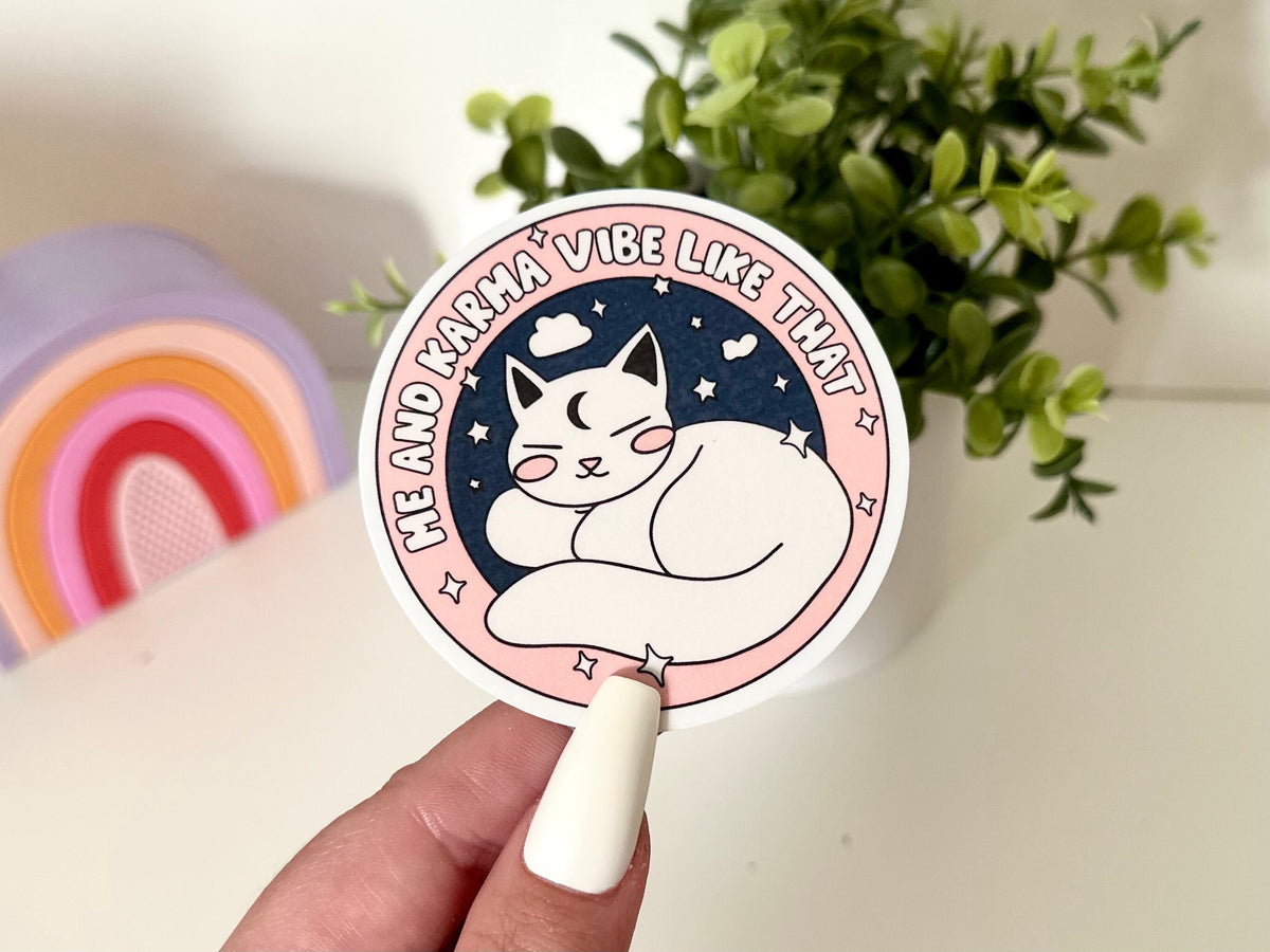 Me and Karma sticker, trending quotes