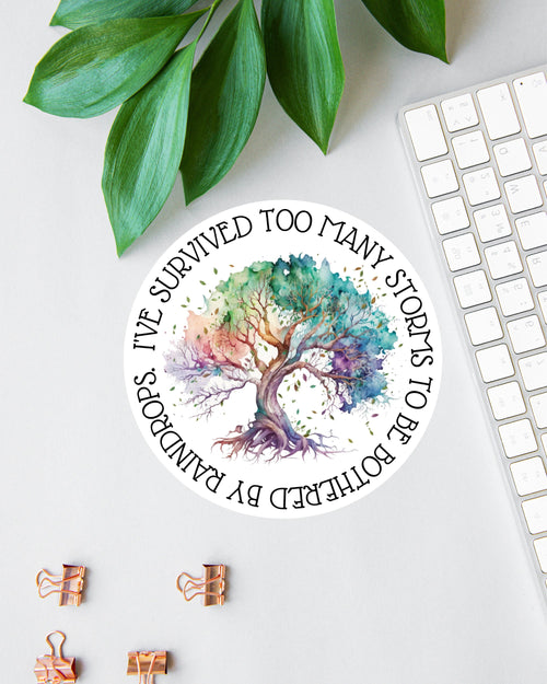 I Am the Storm sticker, warrior quote