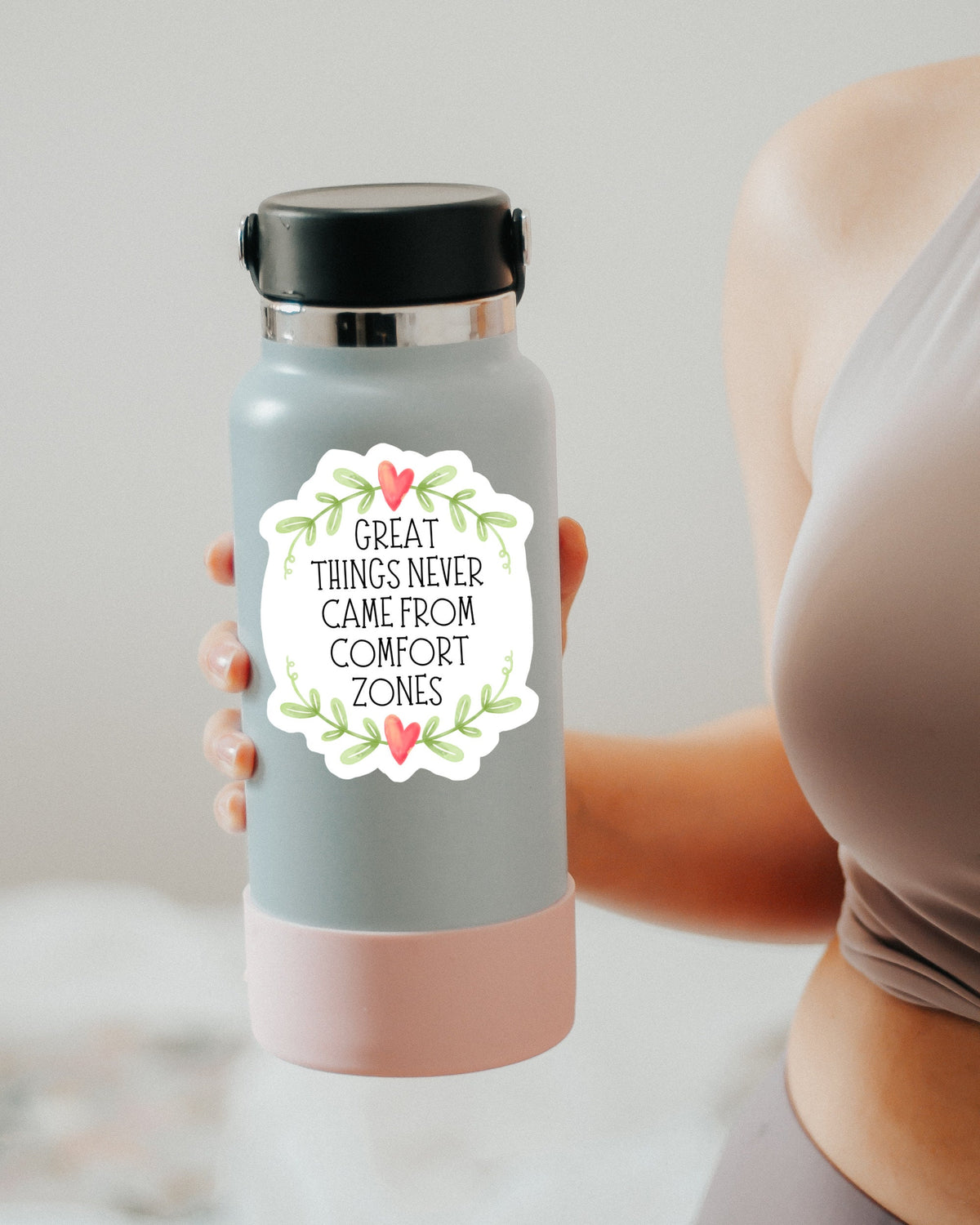 Great Things Never Came from Comfort Zones sticker, motivational mental health – view 2