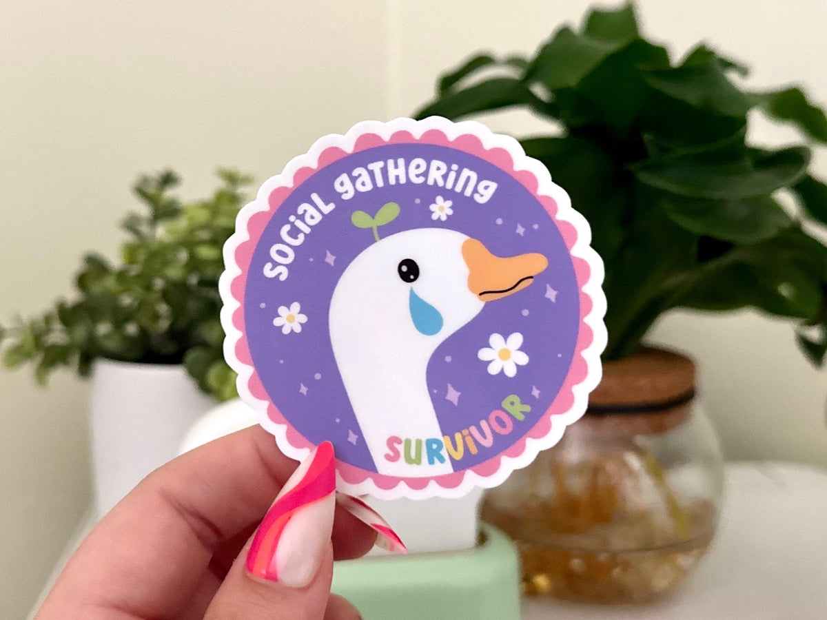 Social Gathering Survivor sticker, therapy frog