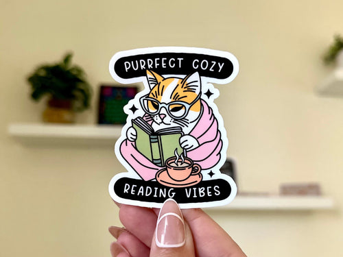 Purrfect Cozy Reading Vibes Cat sticker