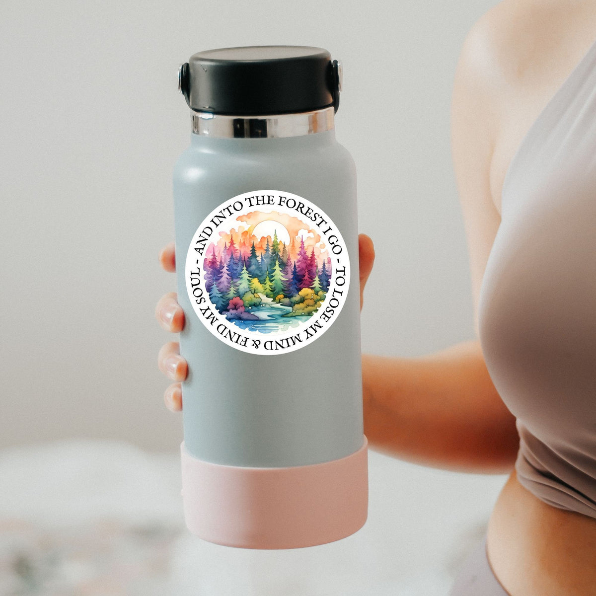 And Into the Forest I Go sticker, inspirational john muir quote – view 2