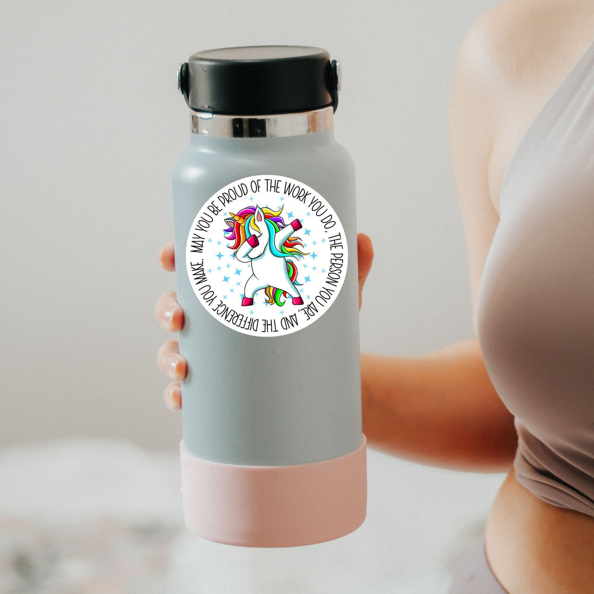 May You Be Proud of the Work You Do sticker, dabbing unicorn – view 2