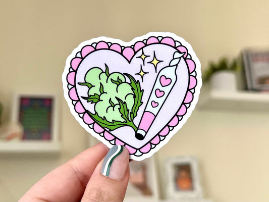 Bud Heart sticker, bud lady