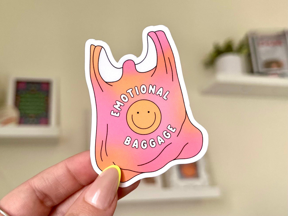 Emotional Baggage sticker, cute mental health