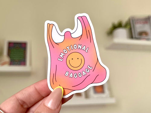 Emotional Baggage sticker, cute mental health