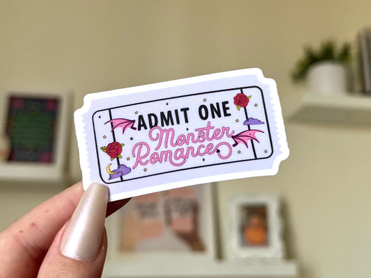 Admit One Monster Romance sticker, book club
