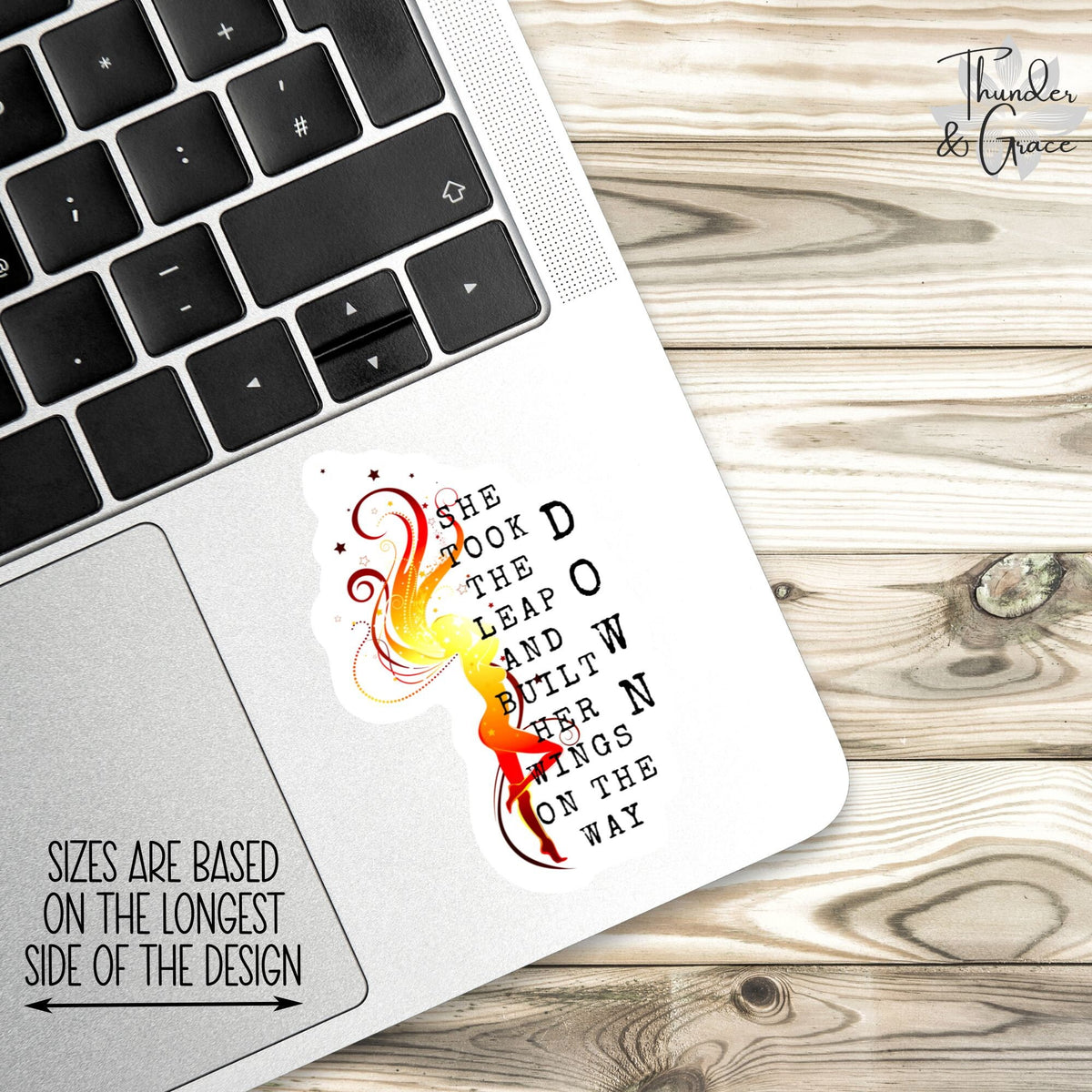 She Took the Leap sticker, warrior quote – view 2