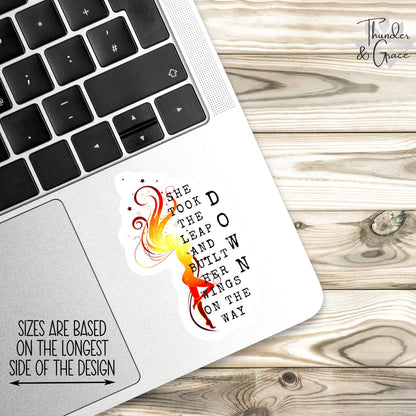 She Took the Leap sticker, warrior quote – view 2
