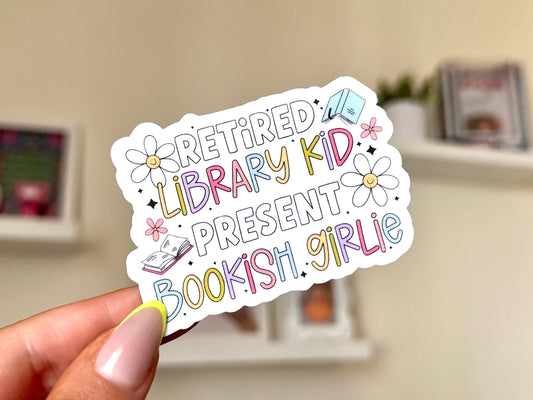 Retired Library Kid sticker, book lover