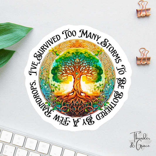 I Am the Storm sticker, warrior quote