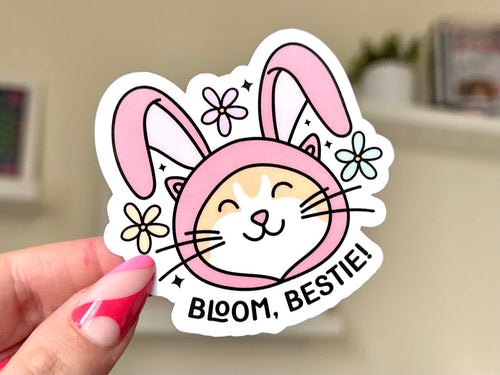 Bloom Bestie Cat sticker, mental health