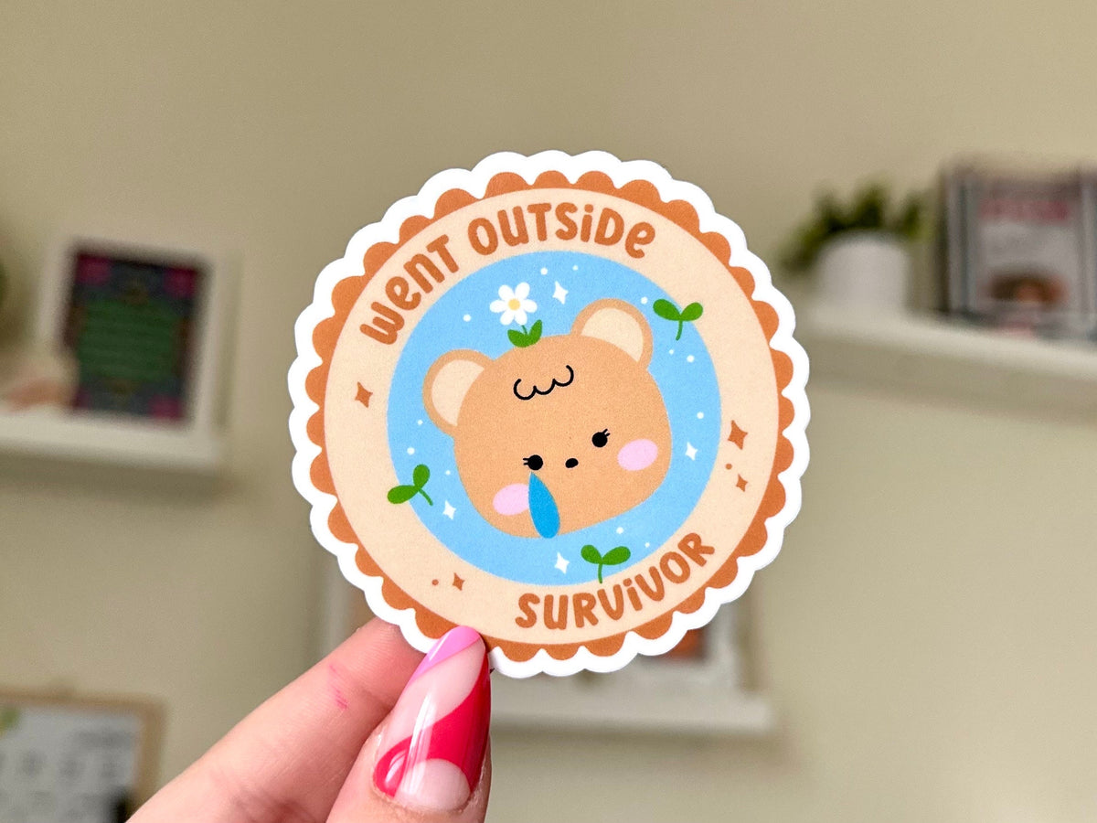 Went Outside Survivor sticker, cute mental health