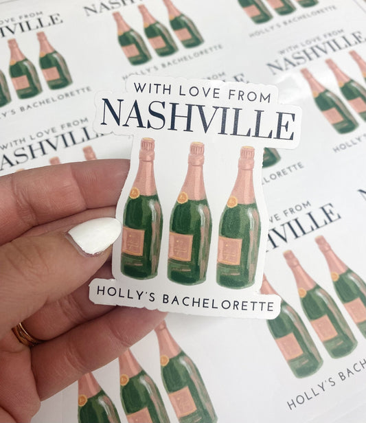 Nashville Bachelorette Party Favors sticker, custom bachelorette