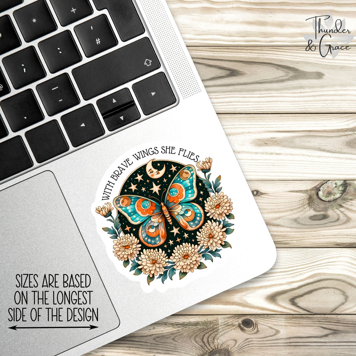 With Brave Wings She Flies sticker, womens rights – view 2