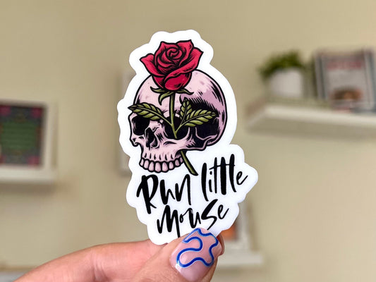 Run Little Mouse Skull sticker, book club