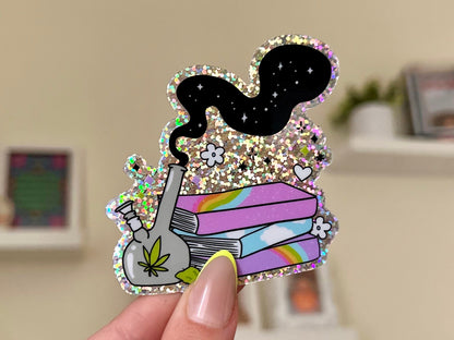 Books & Bongs Glitter sticker, bud lady – view 2