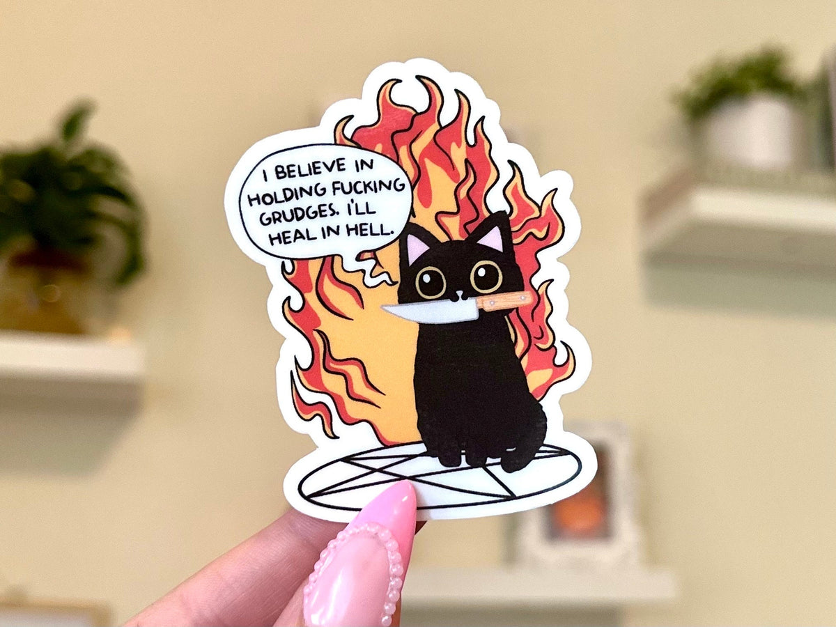 Funny Grudge Cat sticker