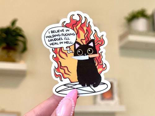 Funny Grudge Cat sticker