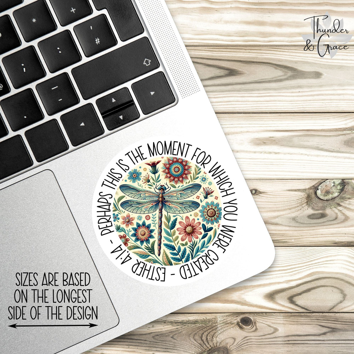 Esther 4:14 sticker, floral dragonfly – view 2