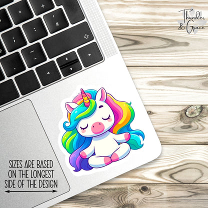 Meditating Unicorn sticker, unicorn lover – view 2