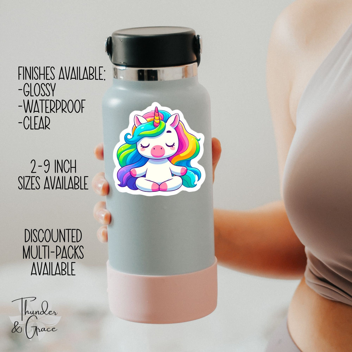 Meditating Unicorn sticker, unicorn lover – view 3