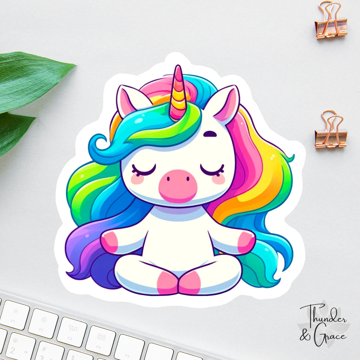 Meditating Unicorn sticker, unicorn lover