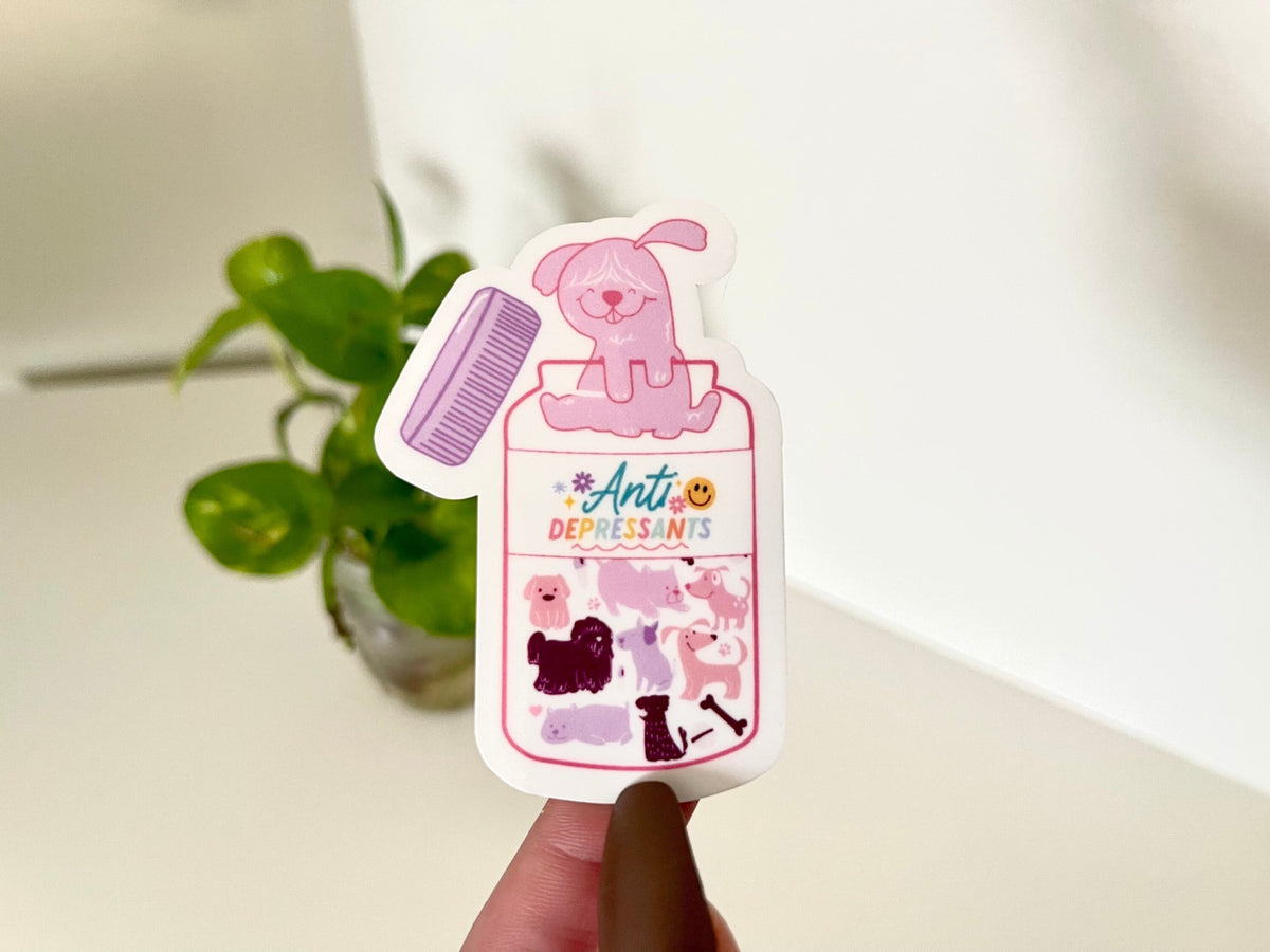 Anti Depressant Dog Cup sticker, dog mom